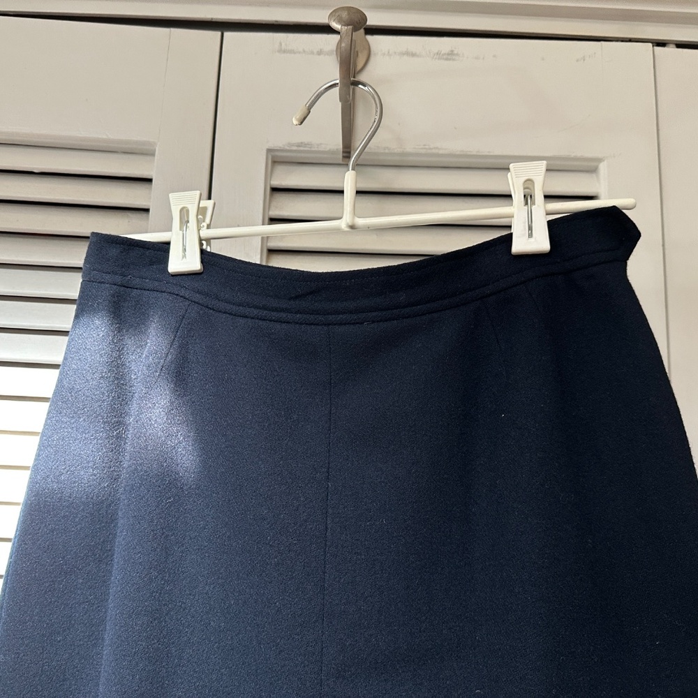 Vintage Evan Picone 100% Wool Lined Navy Blue Midi Skirt Small - Picture 3 of 11
